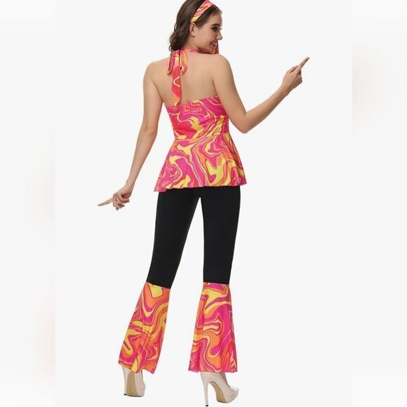 Haorugut 70s Disco Outfit Women Disco Pants & Disco Top - Picture 6 of 7